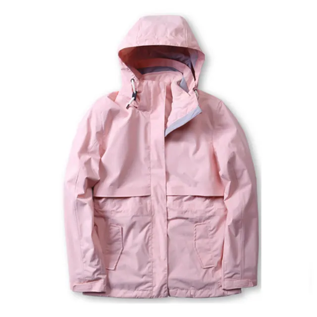 Giacca a vento impermeabile in poliestere rosa oversize con logo personalizzato da esterno Soft Shell da donna