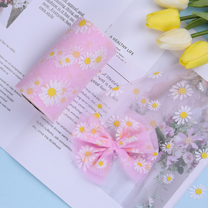 Rotolo di Tulle in Poliestere con Motivo Floreale a Margherita, 7,5cm x 15cm * 25 Iarde per Accessori Fai-da-Te come Fiocchi, Cappelli, Bambole e Tutù - Product Image 2