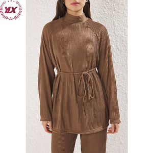 2025 truyền thống khiêm tốn kết cấu áo dài và quần Set thiết kế mới quần áo - Product Image 4