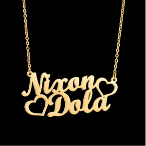 Gold Charm Heart Custom <span class=keywords><strong>2</strong></span> Name Halskette Personal isierte Typenschild Brief Mode Frauen Schmuck - Product Image 4