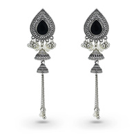 2025 nouvelle conception Vintage Style ethnique Antique argent alliage creux cristal gemme fleur perle gland indien boucles d'oreilles