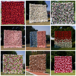 Splendida Parete di Fiori Artificiali Blu e Bianchi con Rose e Ortensie, Perfetta per Matrimoni o Eventi all'Aperto - Product Image 4