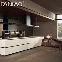 Meubles de cuisine modernes en mélamine haute brillance, modulaires, personnalisés, de haute qualité, avec robinet de porte en acrylique, garantie 5 ans