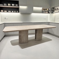 Table à manger moderne pliable en marbre travertin naturel, meubles en pierre naturelle solide