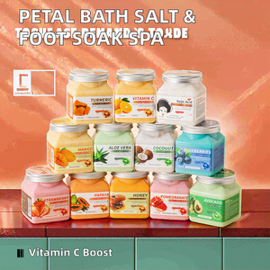 Sel de bain aux pétales infusé à la vitamine C, crème de massage aromathérapeutique pour le corps, nettoyant et apaisant, gommage et bain de pieds - Product Image 3