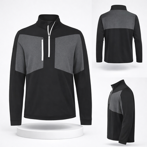 Sweat-shirt à col zippé pour homme, design personnalisé, manches longues, séchage rapide, évacuation de l'humidité, confortable, léger - Product Image 1