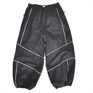 Pantalones de esquí unisex negros personalizados, impermeables, transpirables, de secado rápido, con cremallera, cintura elástica, pierna ancha, cortavientos, para nieve - ¡Venta caliente! - Product Image 1