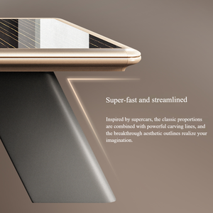 Ensemble de bureau de direction de luxe avec chaise, table de patron moderne noire <span class=keywords><strong>et</strong></span> dorée en forme de L - Product Image 3