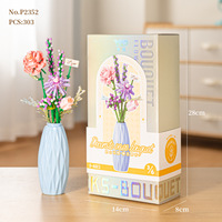 Vente en gros Vase à fleurs éternelles en plastique pour décoration bricolage Bloc de briques Jouet Bouquet de fleurs Ensemble de blocs de construction