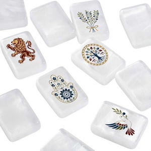 Jeu de Mahjong Américain Moderne de Luxe à Thème Juif, Tuiles en Acrylique Blanc Nacré, Motifs Étoile de David, Lion, Hamsa, Colombe, Hébreu - Product Image 4