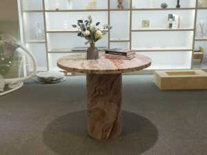 Mesa de comedor de mármol rojo Mónica de diseño moderno personalizable SHIHUI muebles de cocina y restaurante redondos de piedra Natural - Product Image 2