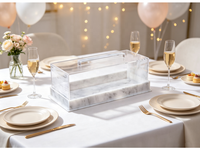 Boîte à gâteau personnalisée en acrylique marbré avec poignée, présentoir de rangement transparent en acrylique pour desserts, idéal pour table de fête, maison, vente directe usine