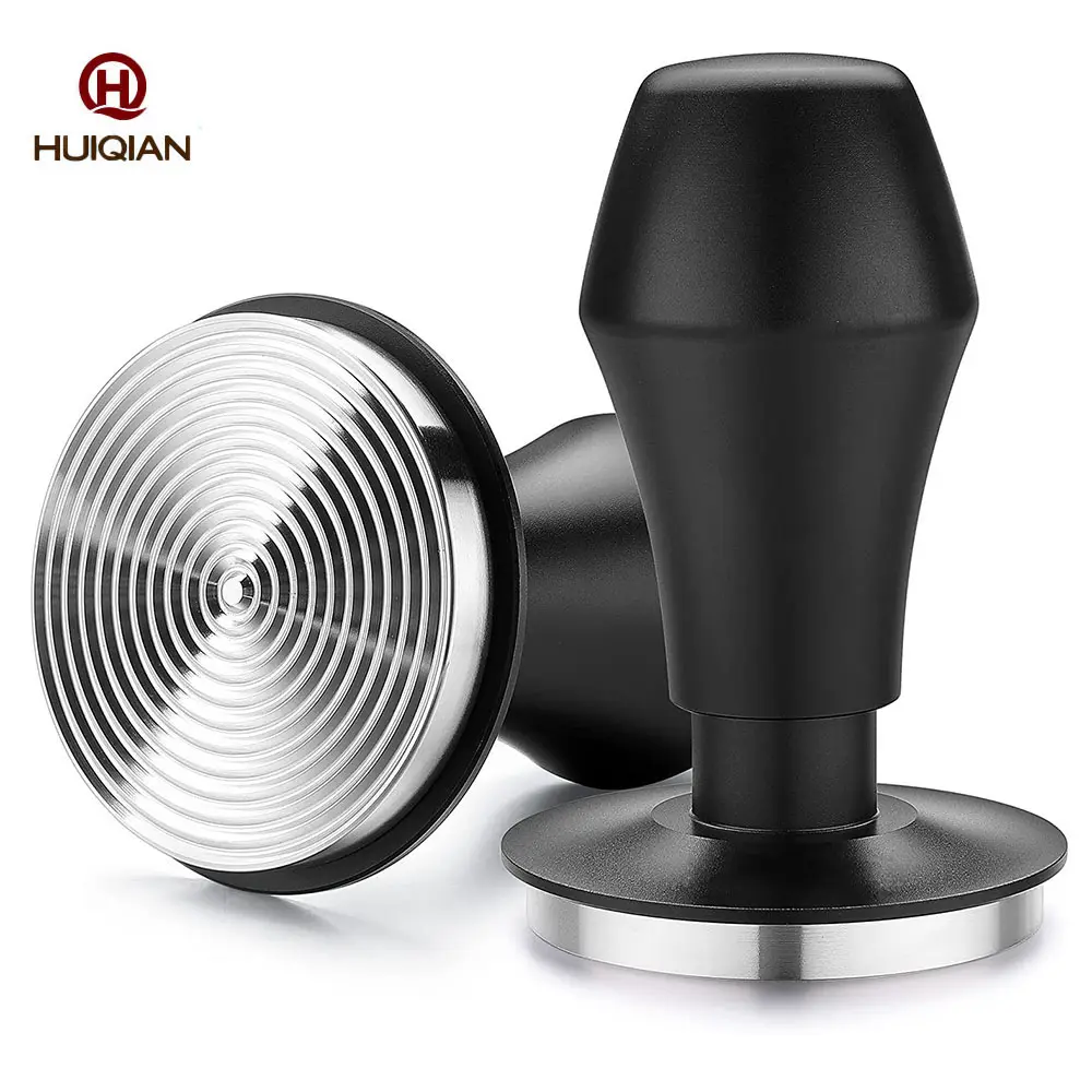 Espresso Coffee Tamper Spring Loaded Tamper With Stainless Steel Ripple Base Anodized Aluminum Handle and Stand