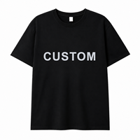 Kaos Katun Hitam Pria Custom dengan Transfer Panas Geometris Reflektif untuk Grosir Streetwear