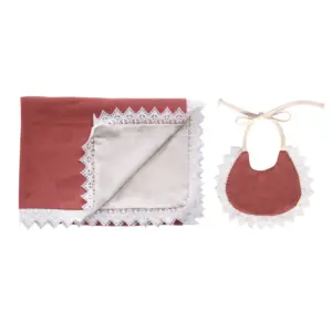 Set di biancheria da letto per culla traspirante in pizzo Set di biancheria da letto in cotone di alta qualità Zhejiang 20 coperta e fasce per bambini in maglia solida 200TC