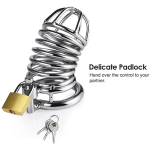 Gabbia per gallo in metallo di 3 dimensioni dispositivo di castità economico maschile comodo giocattolo del sesso con gabbia bloccata per uomini, chiave e lucchetto inclusi - Product Image 4