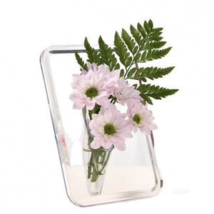 Rectangular Tabletop Vase Transparent Smoky Gray Fashion Trend Office Decor Gift - Product Image 3