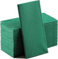 Serviettes jetables vertes effet lin, pré-pliées, en papier Airlaid imprimé, pochette pour couverts, 1 plis, pour mariages, douces