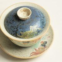 Gaiwan en porcelaine céramique chinoise Sancai, motif poisson rouge imprimé sous glaçure, bol à thé Kung Fu, cadeau pour la maison