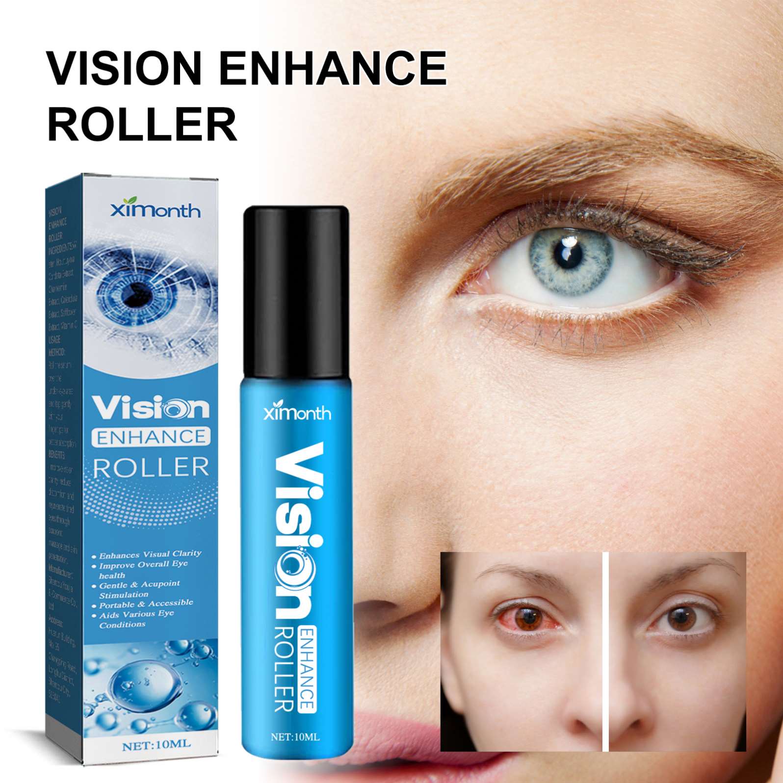 Night eye Beaute Eyelid Roller 6個セット Ximonth Vision Enhance Roller - Fatigue Relieving Eye Massage