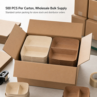 Barquette jetable écologique et recyclable en pulpe de bambou et papier kraft à 2 compartiments, résistante à l'huile, pour plats à emporter, sandwichs et biscuits