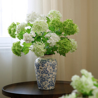 Fleurs d'hortensia réalistes à 3 têtes en film plastique faites à la main L-R036 pour la décoration intérieure et les arrangements de mariage - Durables