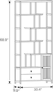 Combohome Bambú Sala de estar Estante de exhibición Gabinete Alto Vintage Antiguo Marrón oscuro Librería - Product Image 2