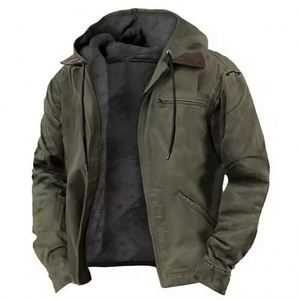 Chaqueta Bomber Casual para Hombre, Forrada con Felpa Fina, para Primavera, con Bolsillos con Cremallera, Forro Térmico, Color Sólido - Product Image 2