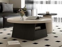 Ensemble de table basse ronde moderne avec base en bois brun et table d'appoint, meubles de salon pour la maison, décoration d'hôtel