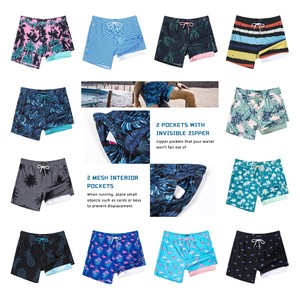 Custom 100% Polyester Swim Shorts Mens Swimwear Summer 2 In1 Running Shorts Swim Trunks for Mens Short Swim Trunk