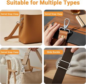 Kit de Herrajes Metálicos para Bolsos: Ganchos Giratorios, Anillas Ovaladas y Cuadradas, Hebillas Deslizantes y Cierres Giratorios para Fabricación de Bolsos, Color Plata - Product Image 4