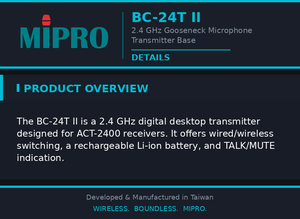 ไมโครโฟนไร้สาย MIPRO แบบคอห่าน 2.4GHz ป้องกันสัญญาณรบกวน พร้อมฐานไมค์แบบไร้สาย ความหน่วงต่ำ สำหรับไมโครโฟนตั้งโต๊ะ ISM Band - Product Image 4