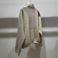 Pull en tricot à épaules tombantes avec cordon de serrage Jancoco pour femme, cardigan court en tricot épais avec col en fourrure de lapin Rex