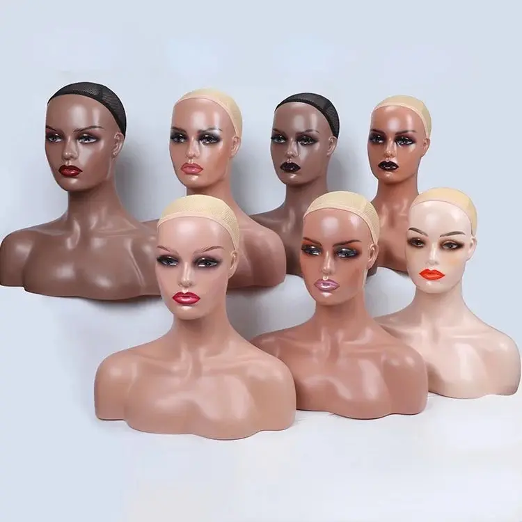 Tête de mannequin avec épaules femme pour affichage de perruque tête de mannequin afro-américaine tête de mannequin femme tête et buste