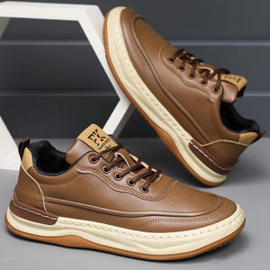 Zapatos casuales con cordones en marrón, blanco y negro, venta al por mayor de fábrica - Zapatos con parte superior de PU y suela de goma para hombre, estilo para caminar. - Product Image 2