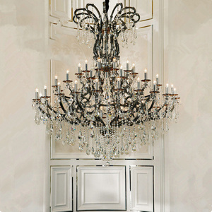 Đèn Chùm Pha Lê Phong Cách Châu Âu Đèn Cà Phê Đen Cầu Thang Biệt Thự Kẹp Đèn Pha Lê Kỹ Thuật Khách Sạn Đèn Chùm Lớn - Product Image 1