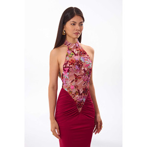 Robe de soirée à sequins et bretelles halter - Product Image 1