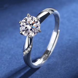 Customized Classic 6 Claw Design Round Cut 1CT VVS GRA Moissanite Fine Jewelry Daily Wear <strong>925</strong> <strong>Silver</strong> Adjustable <strong>Ring</strong> for Women - Product Image 6