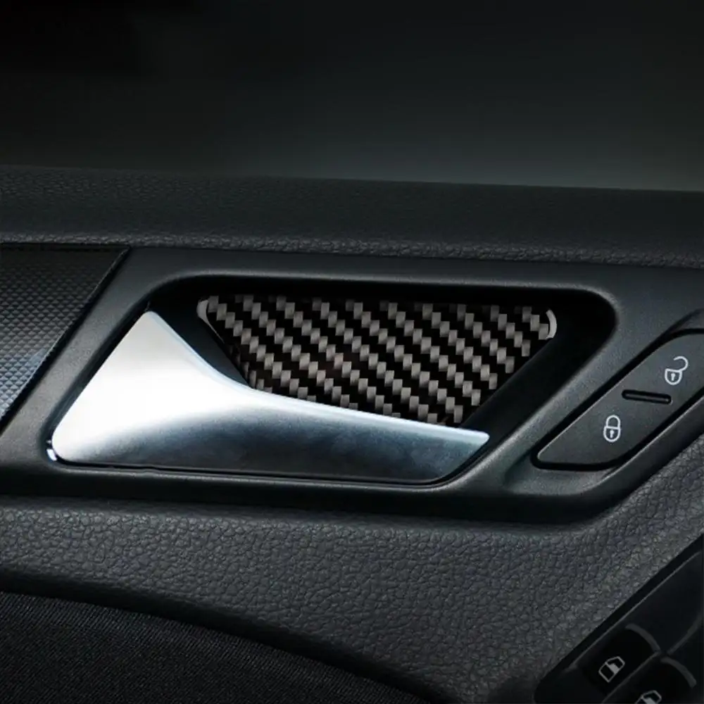 कार कार्बन फाइबर इंटीरियर दरवाज़े के हैंडल कटोरा स्टीकर के लिए VW गोल्फ GTI आर MK6