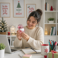 Coffret de Noël Premium de jouets anti-stress translucides à paillettes, avec figurines de Père Noël et Bonhomme de neige
