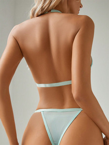 Hot-Selling Sexy Lingerie Lace See-Through Metal Chain Two-Piece Suit for Women - Product Image 4