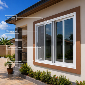 Fenêtre coulissante moderne en PVC/UPVC à double vitrage avec moustiquaire, insonorisée, certifiée Energy Star, garantie <span class=keywords><strong>5</strong></span> ans, prix usine - Product Image 1