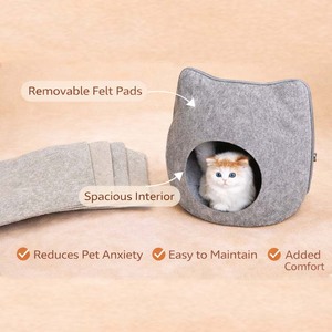 Cute Felt <strong>Cat</strong> <strong>Bed</strong> Indoor Cozy Cave House Washable Soft Warm Nest Lounger Mattress <strong>for</strong> Kittens and Large <strong>Cats</strong> - Product Image 2