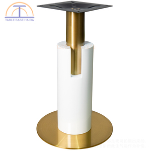 Bàn Ăn Tròn hai tông màu hiện đại bệ trắng và vàng chải thép không gỉ khách sạn sử dụng bàn cơ sở với chân kim loại - Product Image 1