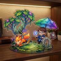Expositor de Acrílico Personalizado de Múltiples Piezas, 6 Unidades, Ensamblaje Ranurado, Escena de Dibujos Animados 3D, Personaje, Adorno de Escritorio, Venta al por Mayor
