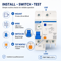 Disjoncteur différentiel RCBO NXBLE-63 230V 400V Courbe B C 6kA pour Distributeurs Électriques (Vente en Gros)