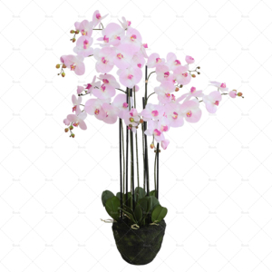 زجاجة أوركيد فنية فاخرة ذهبية نبات أوركيد صناعي أبيض ترتيب ذهبي بالزهور البيضاء - Product Image 5