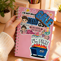 Autocollants personnalisés découpés à la forme « I'm Fine » Meme Comic Personnage émotionnel, en vinyle imperméable, pour bouteille d'eau et carnet