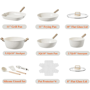 High Quality Non-Stick 14-Piece Aluminum Cooking <b>Pots</b> With Glass Lid Ceramic Coated Forged Non-stick Cookware Set - Product Image 2