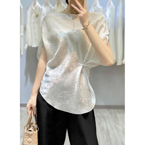 2023 Thiết Kế Độc Đáo Trung Quốc Phong Cách Ánh Sáng Sang Trọng Thời Trang Áo Cánh Phụ Nữ Thanh Lịch Cộng Với Kích Thước Tuổi-bất chấp Khá Trắng Jacquard Áo Sơ Mi - Product Image 2